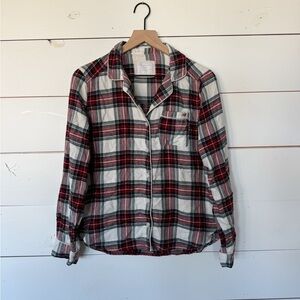 Abercrombie & Fitch Cream and Red Plaid Sleep Shirt
